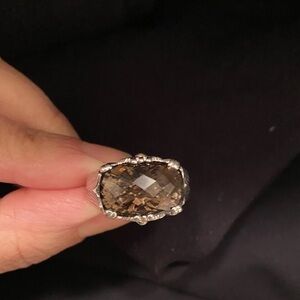 ariva fine jewelry sterling Silver 18k smoky quartz Ring size 8